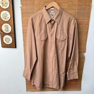 Ely Cattleman Light Brown Pearl Snap Button-Up Western Shirt